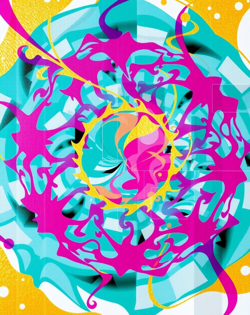 Colorful Swirls of Geometric Abstraction – free AI stock image