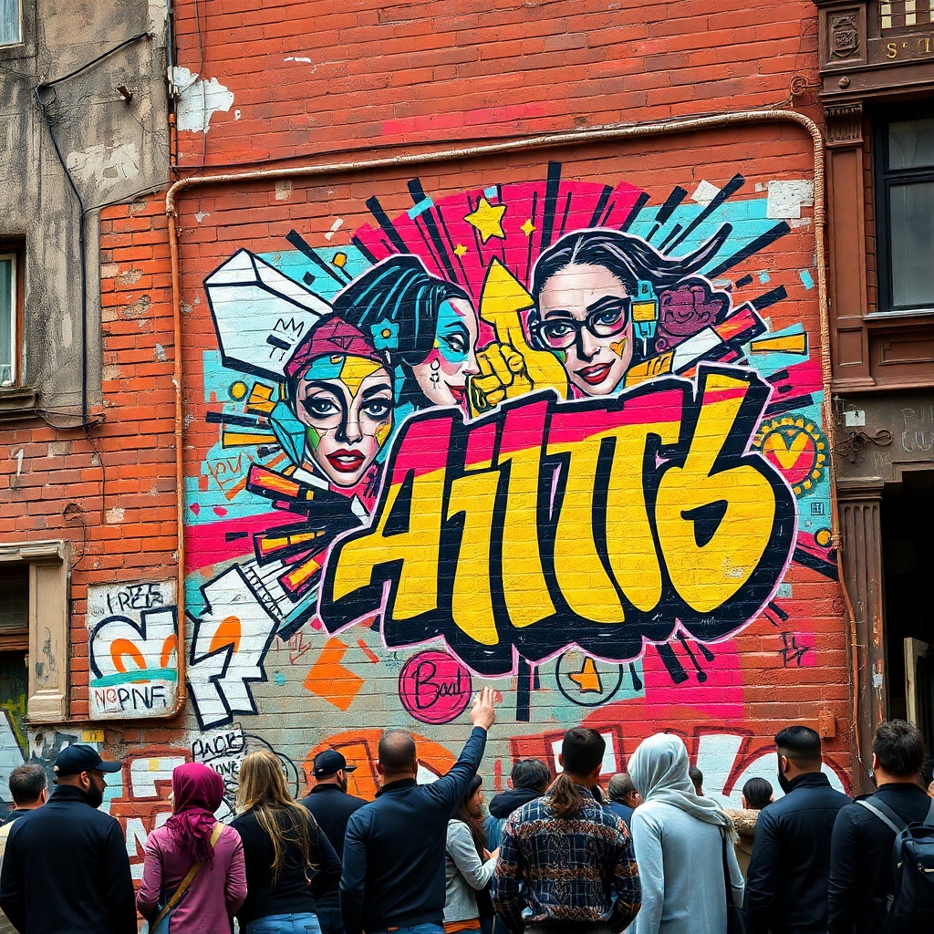 Colorful Urban Graffiti on City Walls – free AI stock image