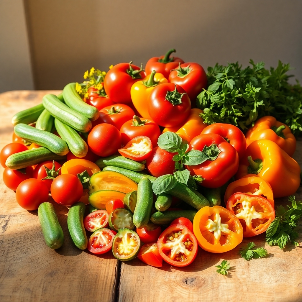 Colorful Variety of Fresh Vegetables Spread – free AI stock image