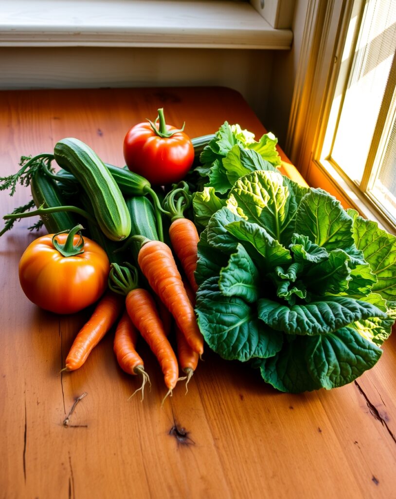 Colorful Vegetable Medley on a Rustic Table – free AI stock image