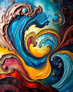 Colorful Waves of Abstract Shapes – free AI stock image
