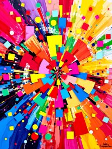Colorful Whirl of Abstract Shapes and Lines – free AI stock image