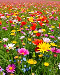 Colorful Wildflower Meadow in Spring – free AI stock image