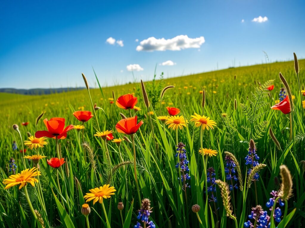 Colorful Wildflowers in a Sunlit Meadow – free AI stock image