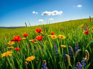 Colorful Wildflowers in a Sunlit Meadow – free AI stock image