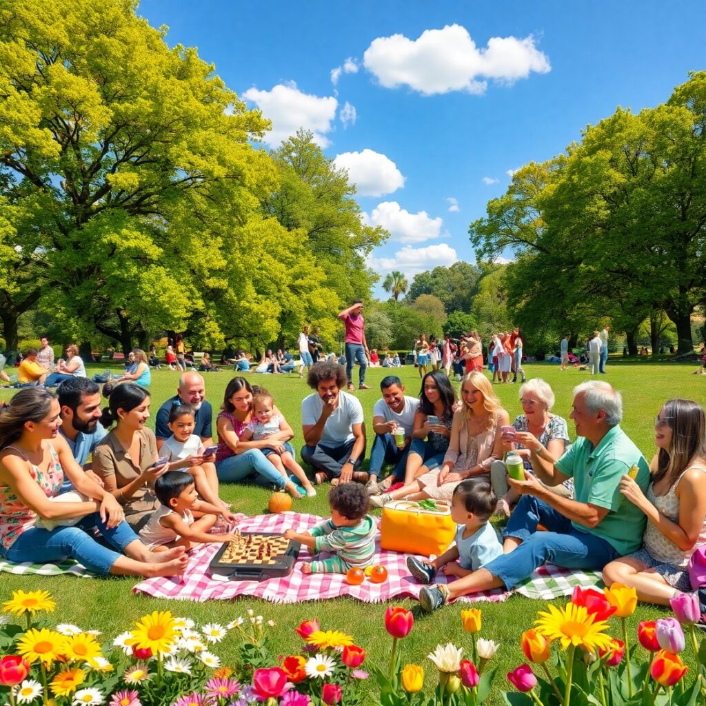 Community Gathering in a Park – free AI stock image