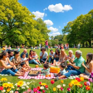 Community Gathering in a Park – free AI stock image