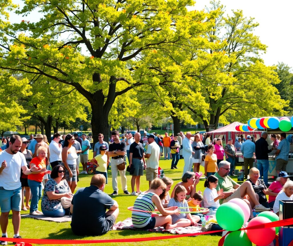 Community Gathering in a Vibrant Park – free AI stock image