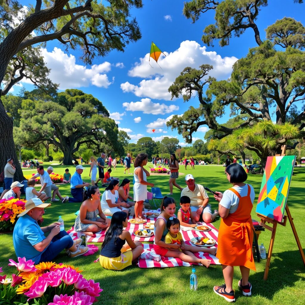 Community Gathering in a Vibrant Park – free AI stock image
