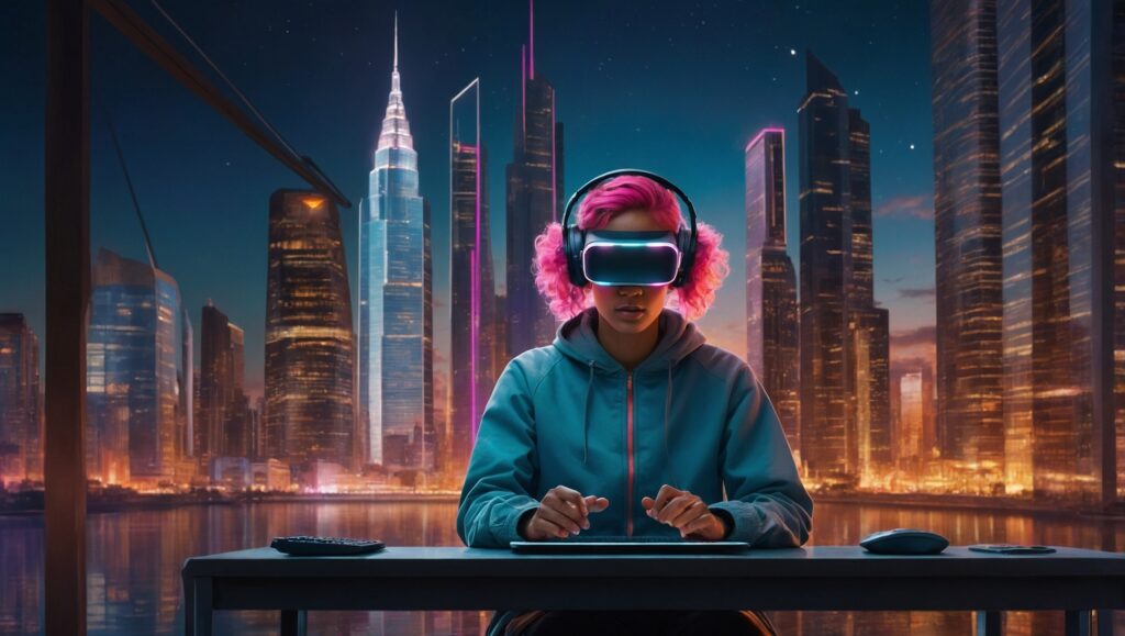 Connected World of Futuristic Technology – free AI stock image