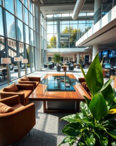 Corporate Office with Modern Technology Displays – free AI stock image