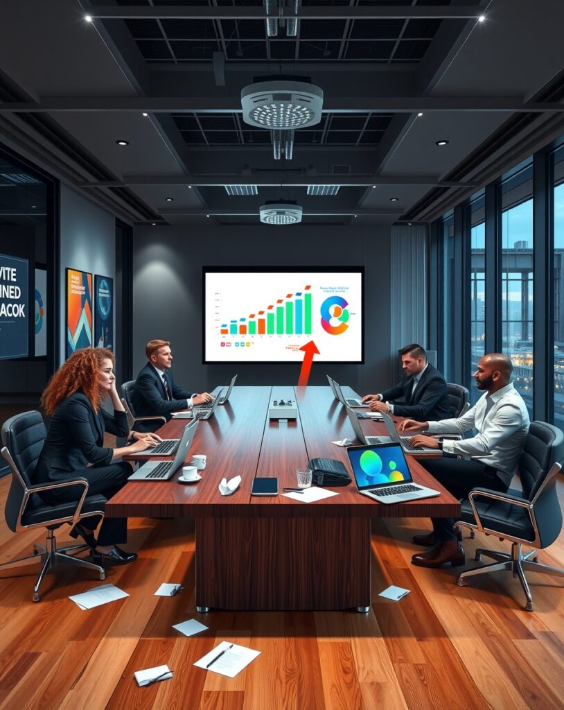 Corporate Strategy Meeting In Modern Office – free AI stock image