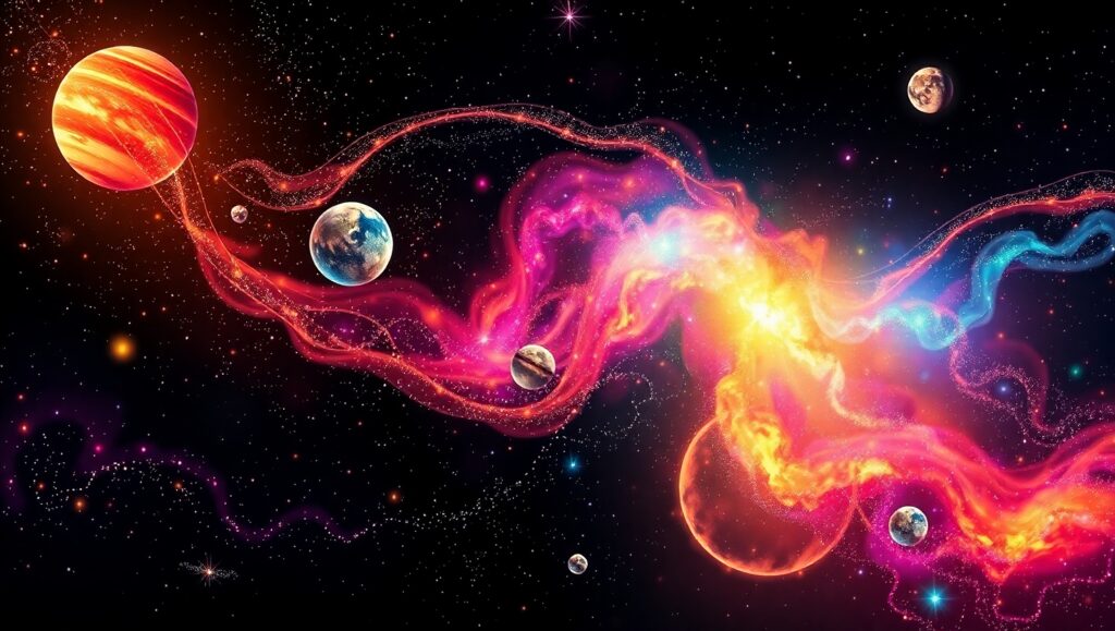 Cosmic Ballet in Pointillism – free AI stock image