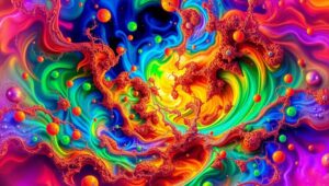 Cosmic Dance of Colors – free AI stock image