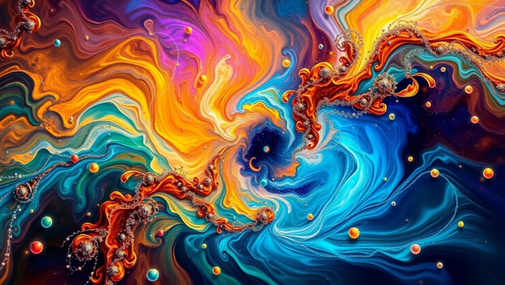 Cosmic Dance of Colors – free AI stock image