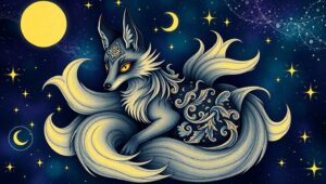Cosmic Fox Tattoo Design – free AI stock image