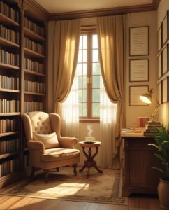 Cozy Book Nook with Vintage Decor – free AI stock image