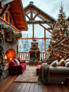 Cozy Cabin Decorations for Winter Holidays – free AI stock image