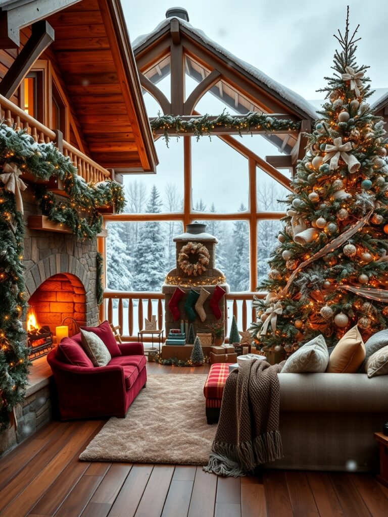 Cozy Cabin Decorations for Winter Holidays – free AI stock image