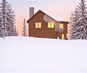 A Cozy Cabin in the Snowy Holidays – free AI stock image