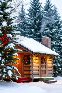 Cozy Cabin Retreat During Winter Holidays – free AI stock image