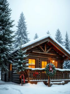 Cozy Cabin Retreat for Winter Holidays – free AI stock image