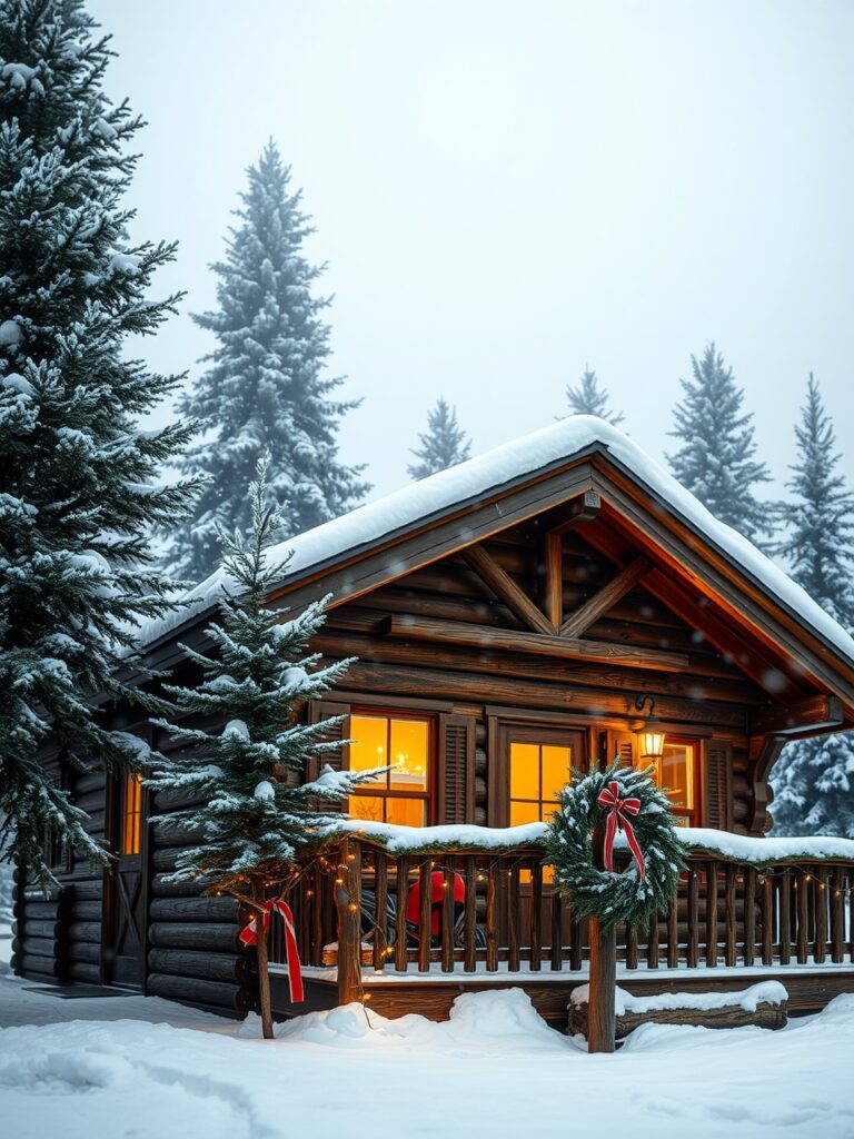 Cozy Cabin Retreat for Winter Holidays – free AI stock image