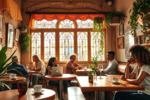 A Cozy Cafe Scene with Aromatic Coffee – free AI stock image