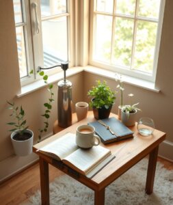Cozy Coffee Corner with Plants – free AI stock image