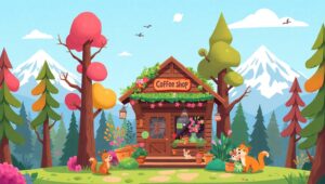 Cozy Coffee Shop in Nature – free AI stock image