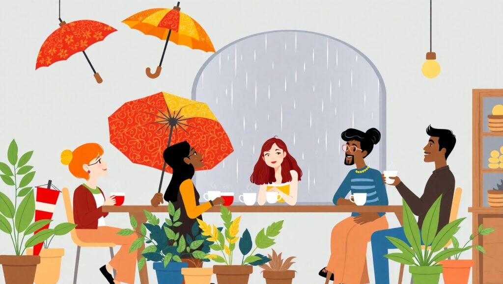 Cozy Coffee Shop on Rainy – free AI stock image