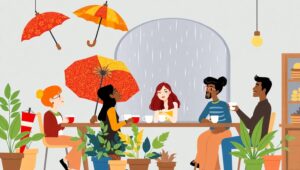 Cozy Coffee Shop on Rainy – free AI stock image