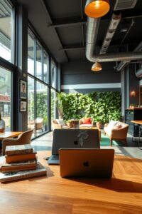 A Cozy Coffee Shop for Remote Work – free AI stock image