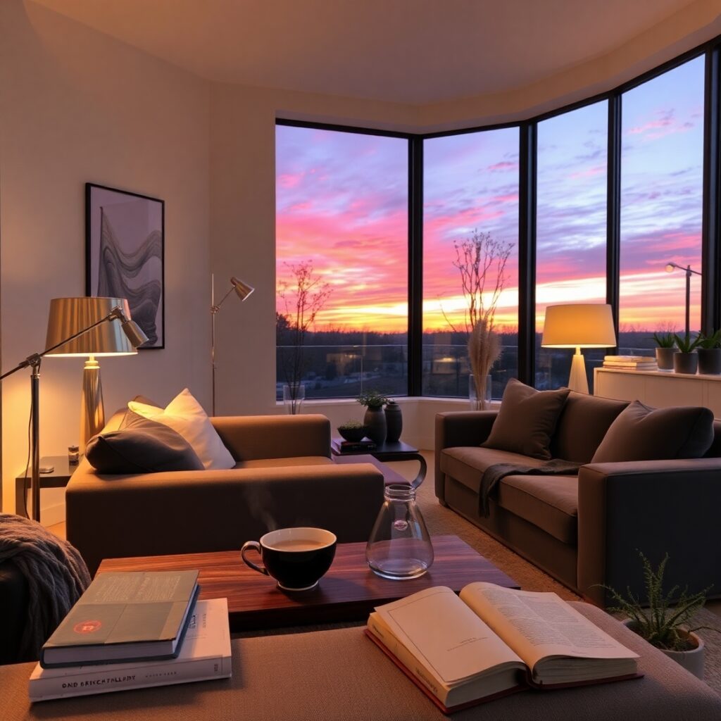 A Cozy Evening in a Modern Living Room – free AI stock image