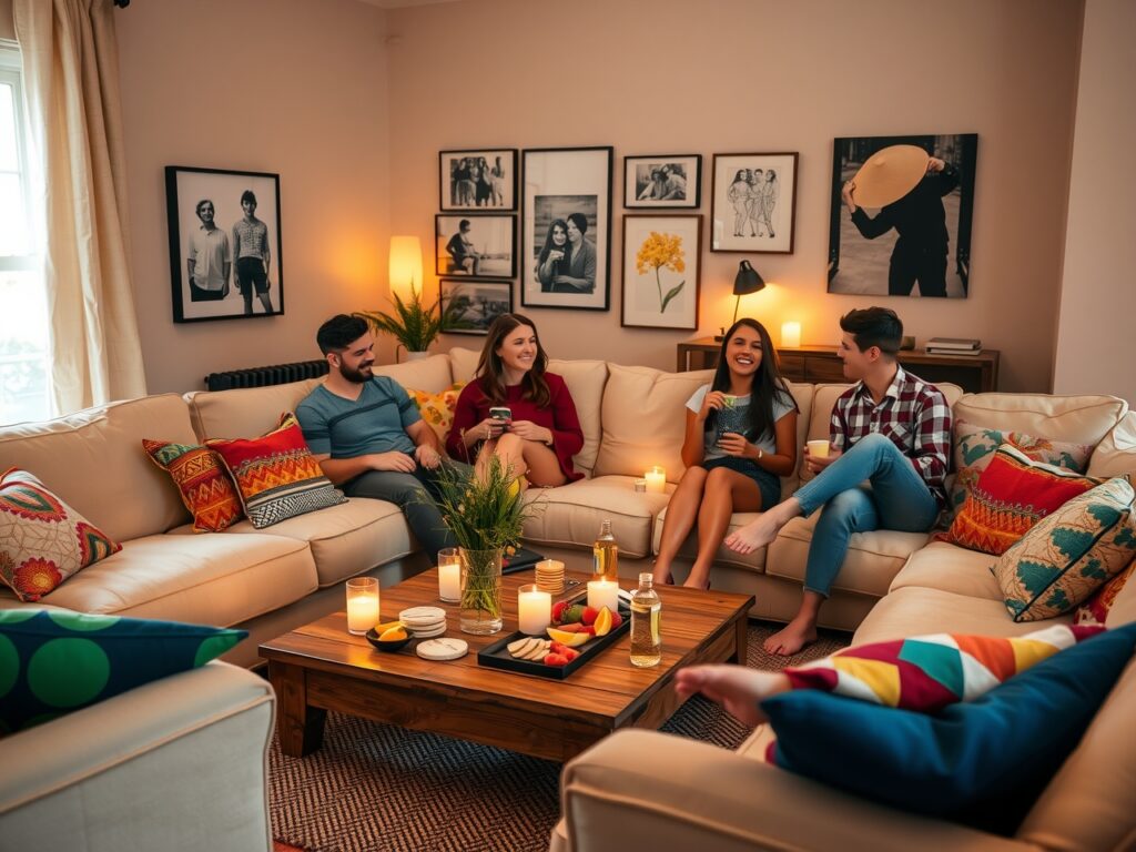 A Cozy Evening with Friends at Home – free AI stock image