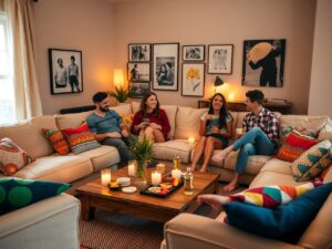 A Cozy Evening with Friends at Home – free AI stock image