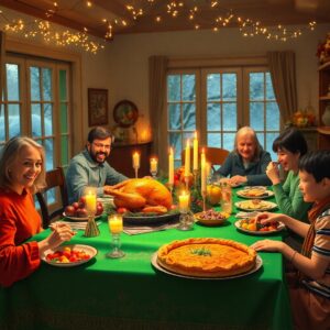 Cozy Family Gathering Around Festive Dinner Table – free AI stock image