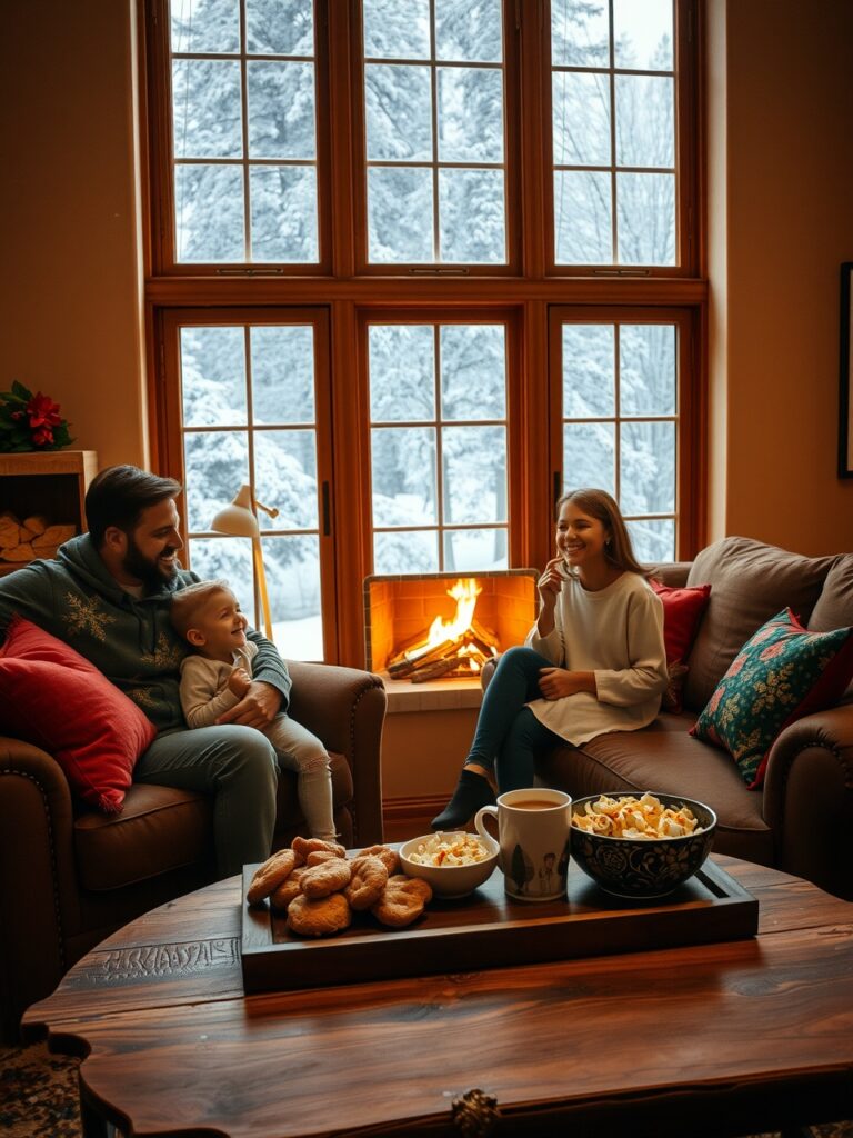 A Cozy Family Gathering Around the Fire – free AI stock image