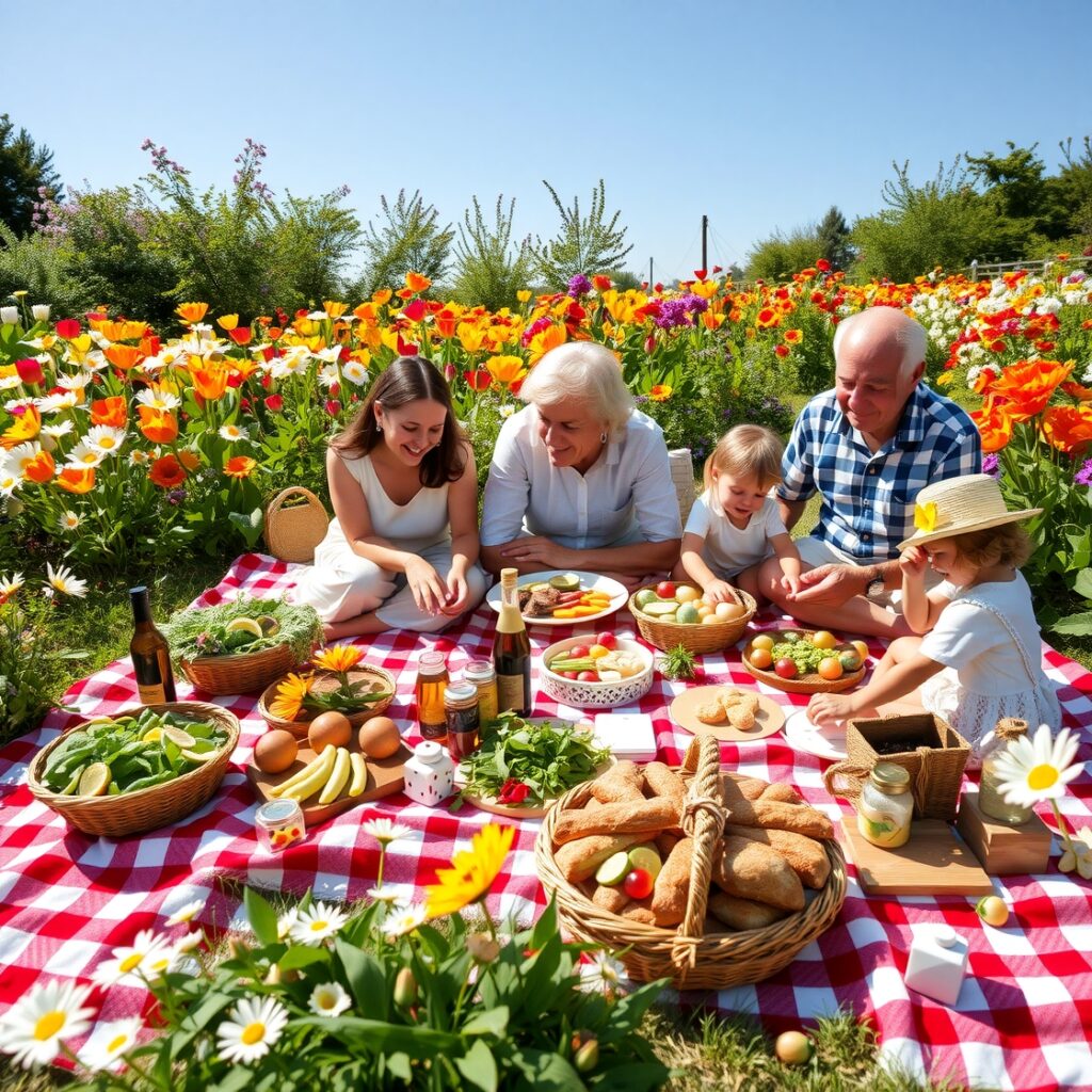 A Cozy Family Gathering in a Garden – free AI stock image