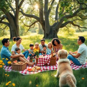 A Cozy Family Gathering in Nature – free AI stock image
