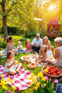 A Cozy Family Gathering in the Garden – free AI stock image