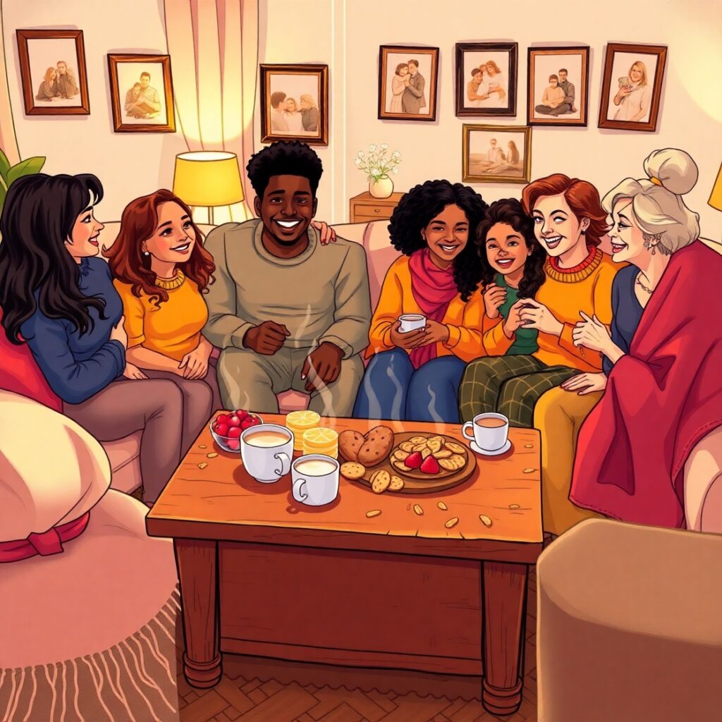 A Cozy Family Gathering in the Living Room – free AI stock image