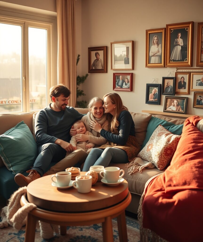 A Cozy Family Gathering in the Living Room – free AI stock image