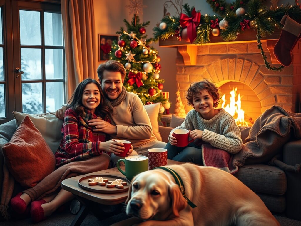 Cozy Family Gathering on a Winter Evening – free AI stock image