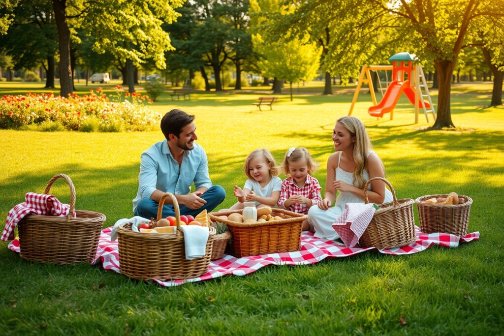 A Cozy Family Picnic in the Park – free AI stock image