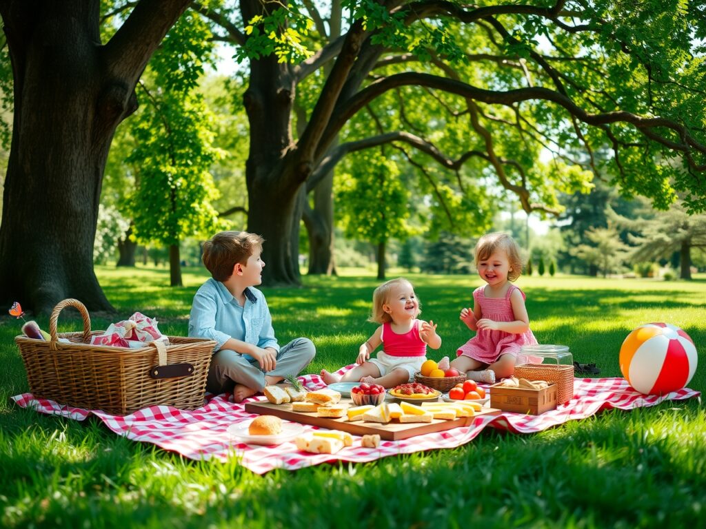 A Cozy Family Picnic in the Park – free AI stock image
