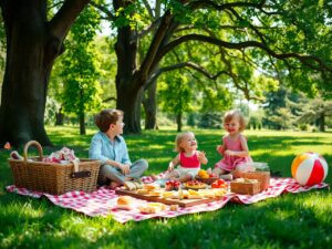 A Cozy Family Picnic in the Park – free AI stock image