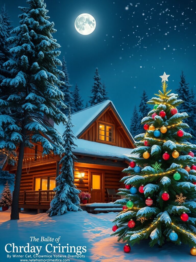 Cozy Holiday Cabin in the Snow – free AI stock image