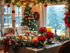 Cozy Holiday Gathering with Warm Lights – free AI stock image