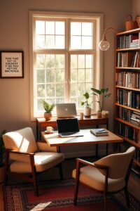 A Cozy Home Office Lifestyle Setup – free AI stock image